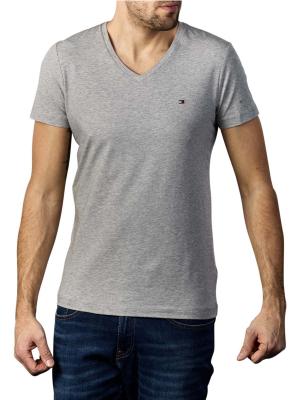 Tommy Hilfiger Stretch T-Shirt Slim V Neck medium grey 
