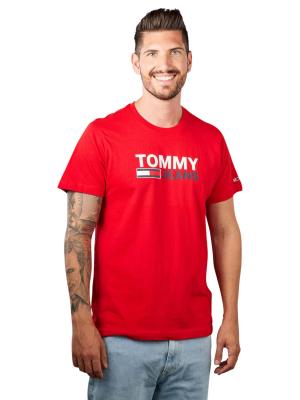 Tommy Jeans Corp Logo T-Shirt Crew Neck Deep Crimson 