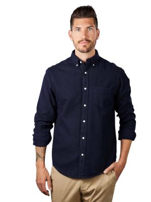 Gant Herringbone Shirt Regular Fit Evening Blue 