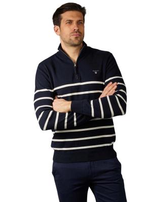 Gant Breton Stripe Pullovert Half Zip evening blue 