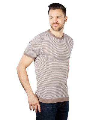 Joop Round Neck Madrin Pullover Short Sleeve Open Brown 