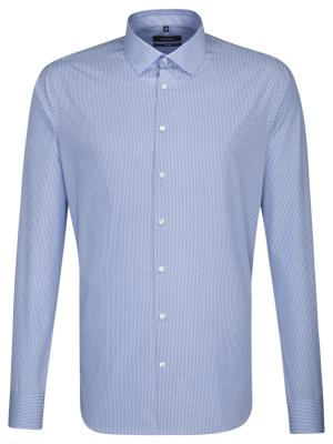 Seidensticker Shirt Shaped Fit Kent non iron print blue/w