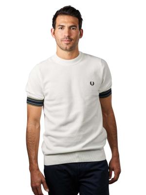 Fred Perry Striped Cuff Knitted T-Shirt snow white 