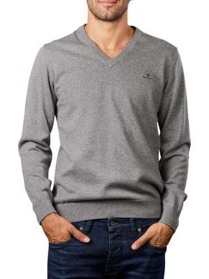 Gant Cotton Pullover V-Neck dark grey melange 