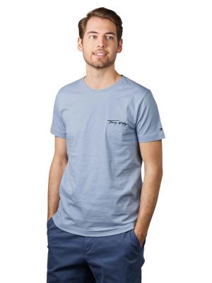 Tommy Hilfiger Signature Front Logo T-Shirt Daybreak Blue 