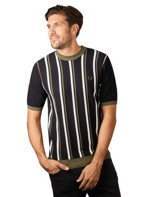 Fred Perry Stripe Knitted Ringer Shirt Black 