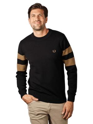 Fred Perry Tipped Sleeve Crew Neck Jumper Black 