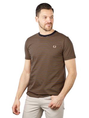 Fred Perry Fine Stripe T-Shirt Crew Neck Shaded Stone/Navy 