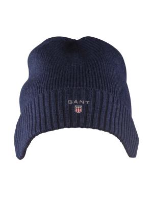 Gant Cotton Knit Beanie With Fleece dark indigo melange
