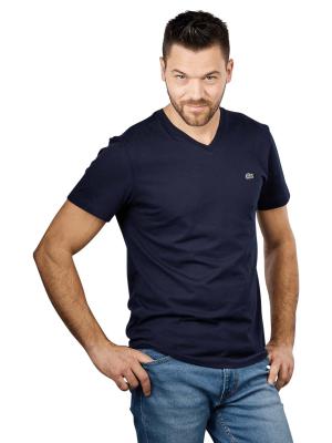 Lacoste Short Sleeve T-Shirt V-Neck Dark Blue 