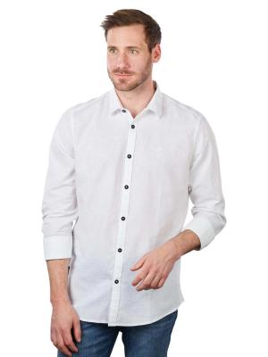 PME Legend Cotton Linen Shirt Long Sleeve Bright White 