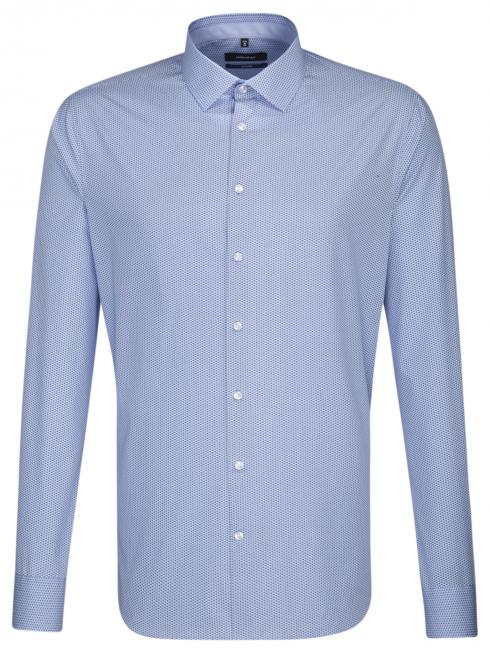 Seidensticker Shirt Shaped Fit Kent non iron print blue/w 