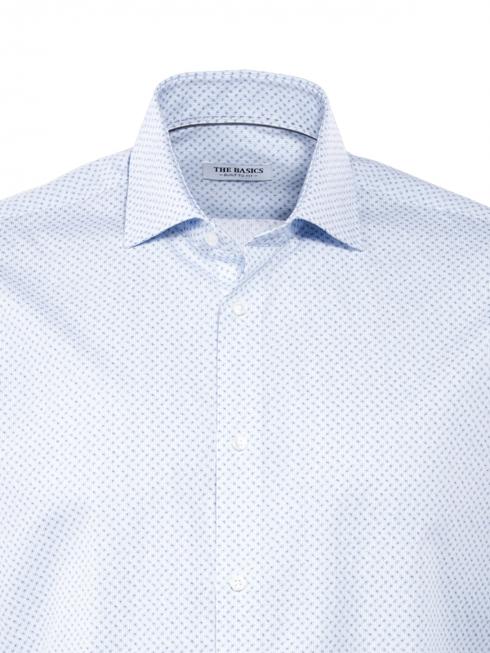 THE BASICS Hemd Modern Fit Hai bügelleicht print white 