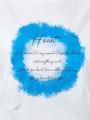 Mos Mosh Printed Misty T-Shirt Short Sleeve Blue Aster - image 3