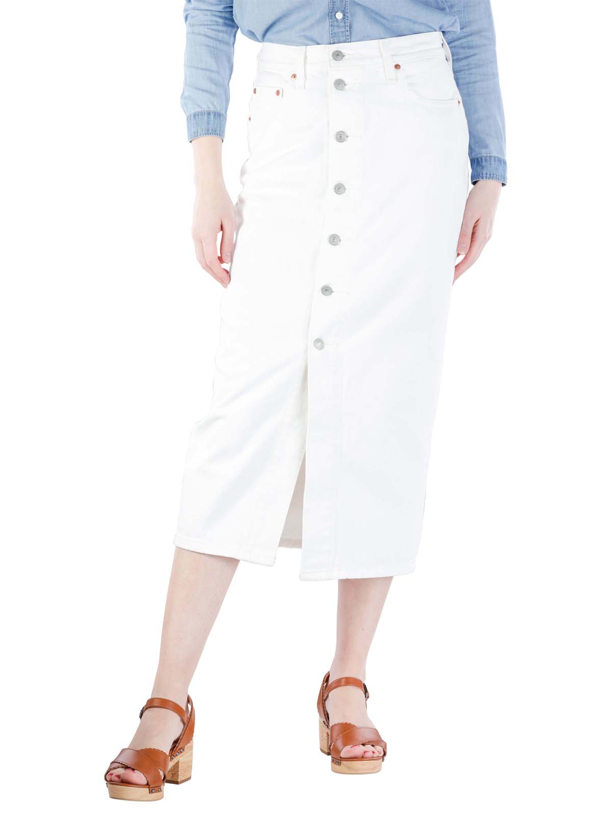 Levi's Button Front Midi Skirt white cell Levi's | Livraison gratuite sur   - SIMPLY LOOK GOOD