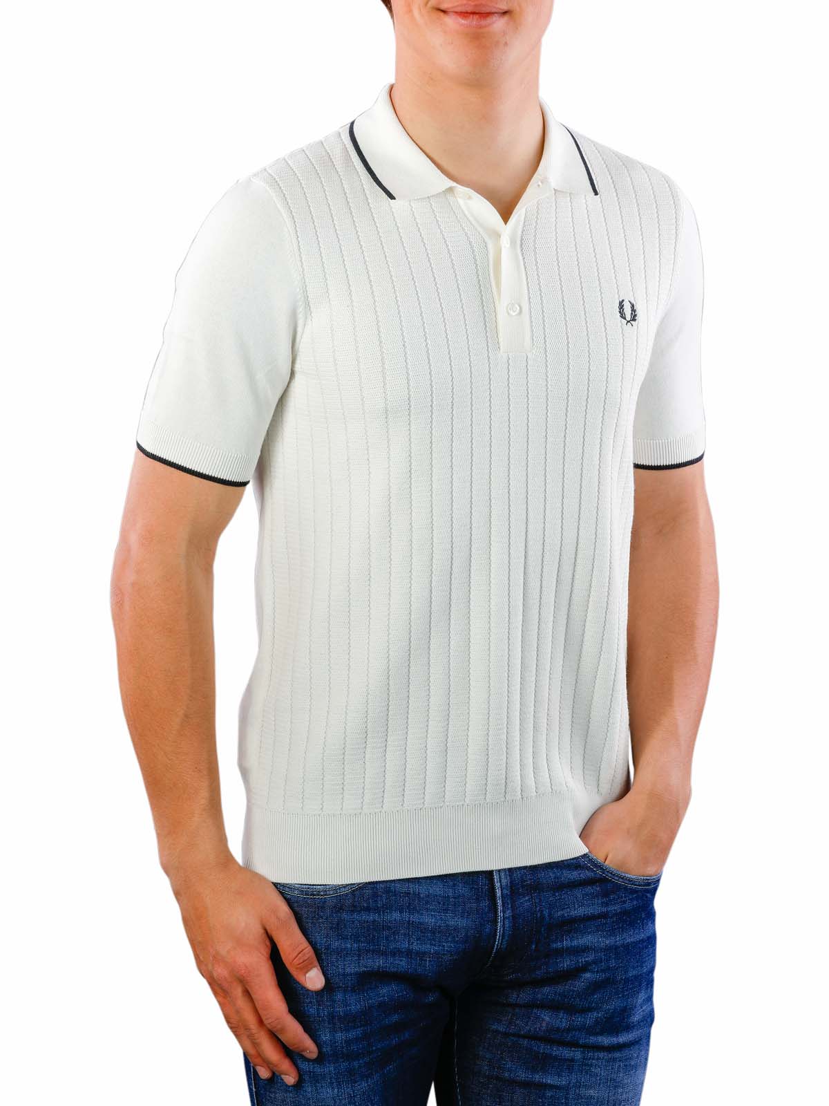 fred perry textured knit polo shirt